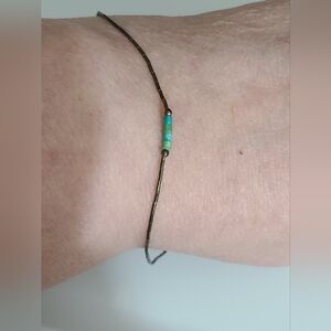 Vintage liquid silver navajo NA bracelet anklet turquoise heshi beads sterling